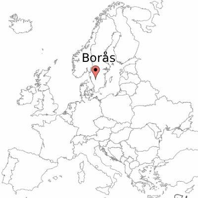 Map of Europe to show where Borås is located in Sweden